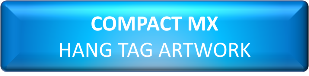 Compact-MX Hang Tag Artwork on blue background
