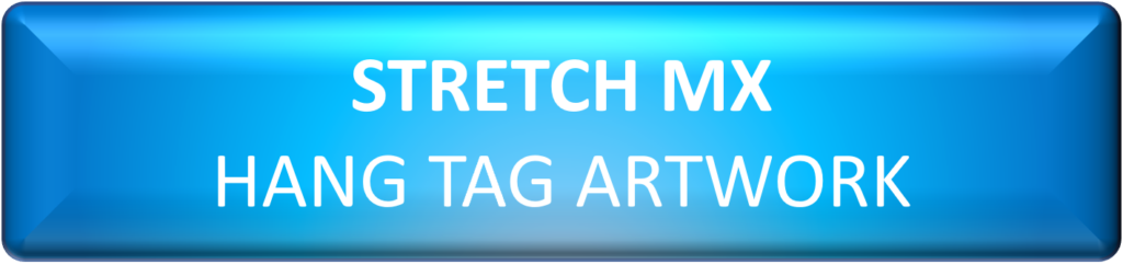 Stretch-MX Hang Tag Artwork on blue background
