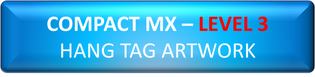 Compact-MX - Level 3 Hang Tag Artwork on blue background