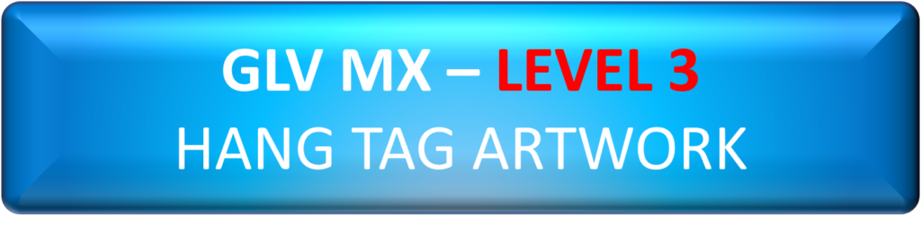 GLV-MX - Level 3 Hang Tag Artwork on blue background