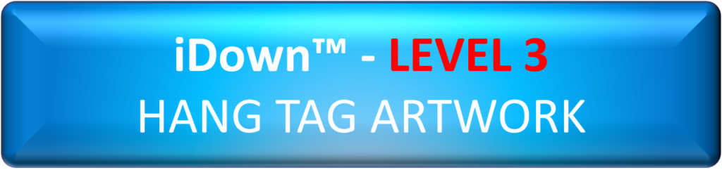 iDown - Level 3 Hang Tag Artwork on blue background