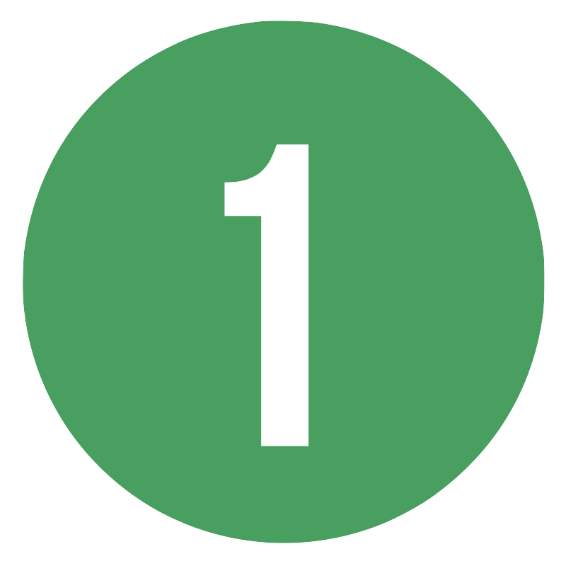 white number 1 in green opaque circle