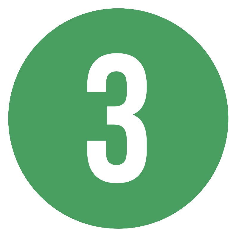 white number 3 in green opaque circle