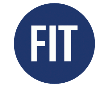 Blue logo with the letters F, I, T stating for Fashion Institute of Technology