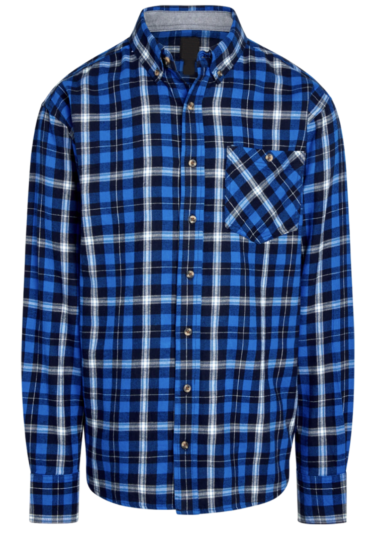 Blue long-sleeve flannel shirt